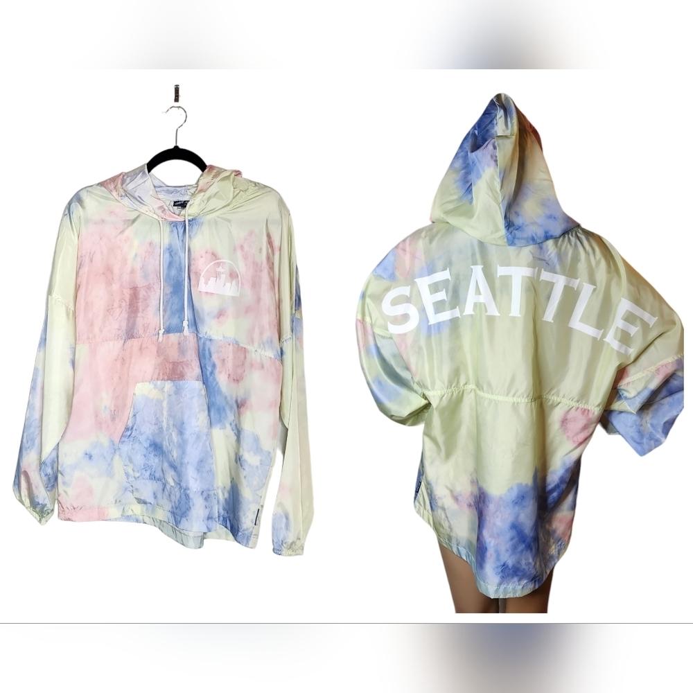 Spirit Jersey Seattle Tie Dye Hoodie Windbreaker. Size Medium